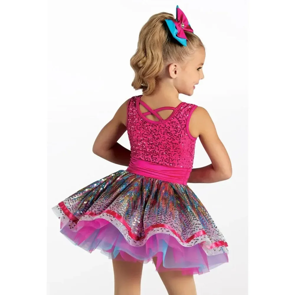 Pre-Owned Dance Costume Weissman 15268 Intermediate Child Yellow Colorful tutu